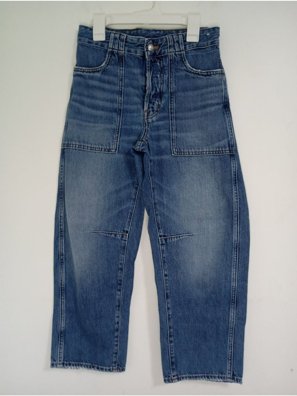 Madewell The Darted Barrel-Leg Jean 24P High-Waisted Button Fly Relaxed Fit Blue